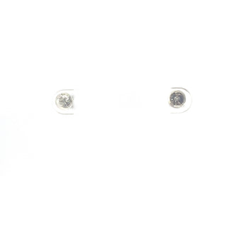 14K White Gold Princess Cut Cubic Zirconia Earrings - 4mm