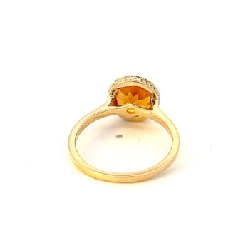 Anillo de oro amarillo de 14 quilates con citrino de 2,35 quilates y diamantes de 0,09 quilates - Talla 7