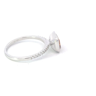 Anillo de oro blanco de 14 quilates con citrino de 1,28 quilates y diamantes de 0,14 quilates - Talla 7