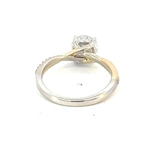 Anillo de diamantes redondos de talla brillante cultivados en laboratorio de 1,60 quilates de oro blanco y amarillo de 14 quilates