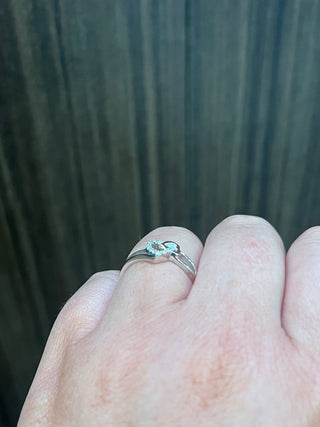10K White Gold Heart Shape 0.054cttw Diamond Ring, size 6.5