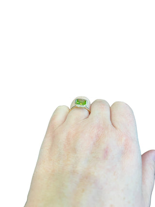 14K Yellow Gold Peridot and Diamond Ring
