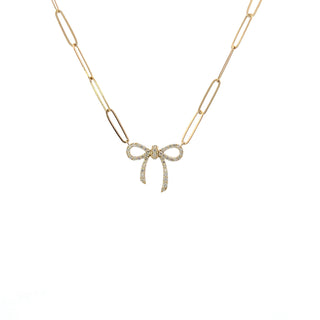 Collar con lazo de diamantes de 0,24 quilates en oro amarillo de 14 quilates, 18"