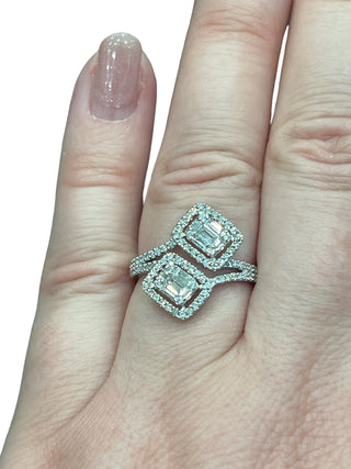 Anillo de diamantes en oro blanco de 14 quilates - talla 6,5