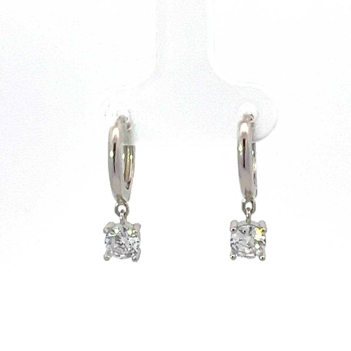 925 Sterling Silver Huggies with Dangling Cubic Zirconia