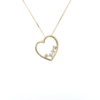 Colgante en forma de corazón con diamantes de 0,02 quilates en oro amarillo de 10 quilates, 18"