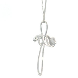 10K White Gold 0.06 cttw Diamond Cross Pendant, 18"