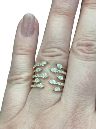 Anillo de diamantes en oro amarillo de 14 quilates - talla 6,5
