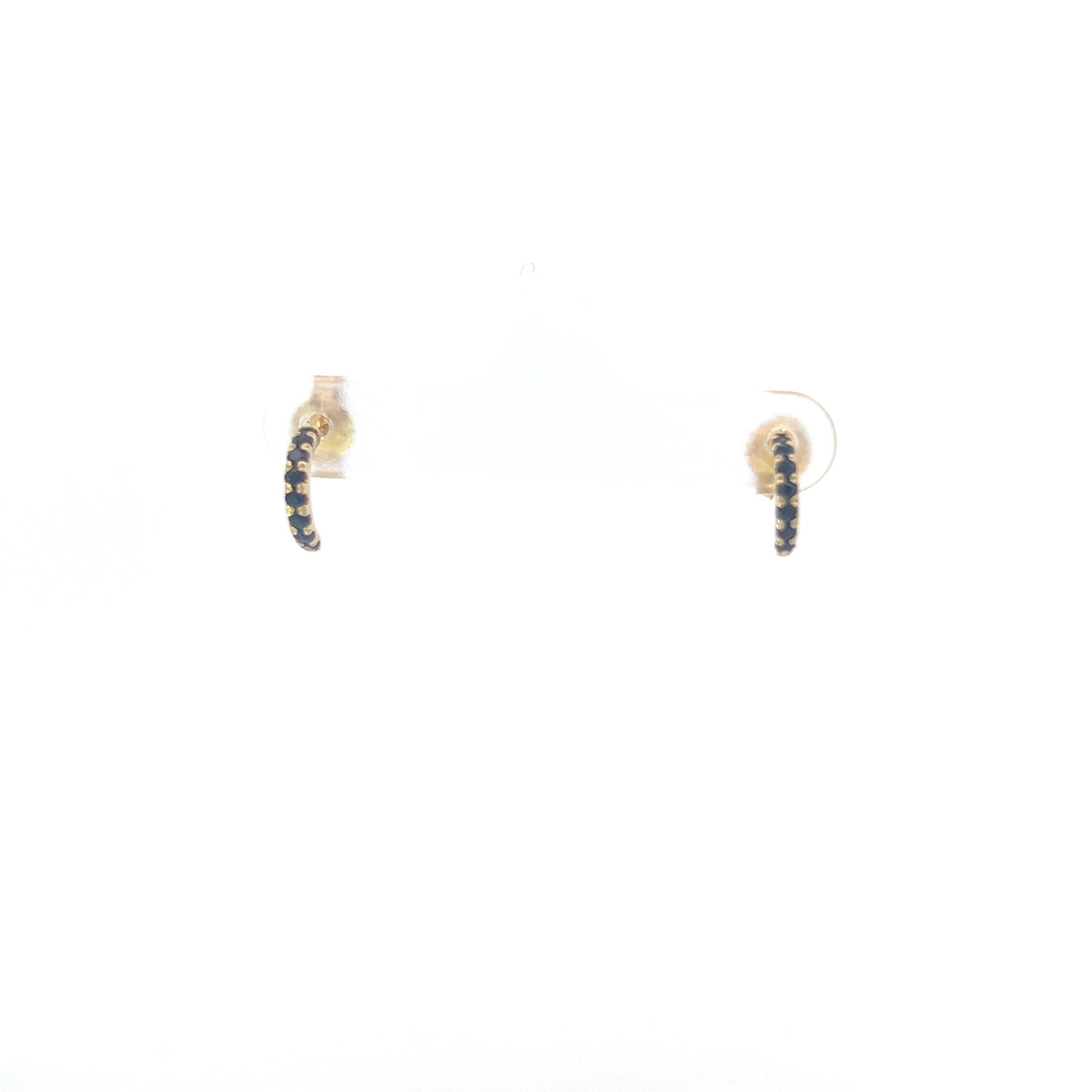 10K Yellow Gold Sapphire &amp; Diamond Half Hoop Earrings