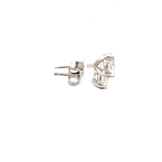 Pendientes estilo conjunto de garra solitario con diamantes de talla brillante redondos cultivados en laboratorio de oro blanco de 14 quilates