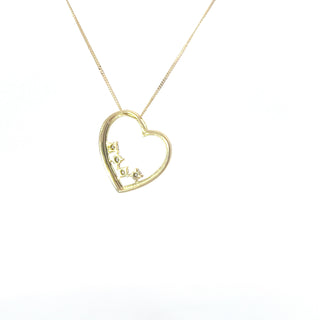 Colgante en forma de corazón con diamantes de 0,02 quilates en oro amarillo de 10 quilates, 18"