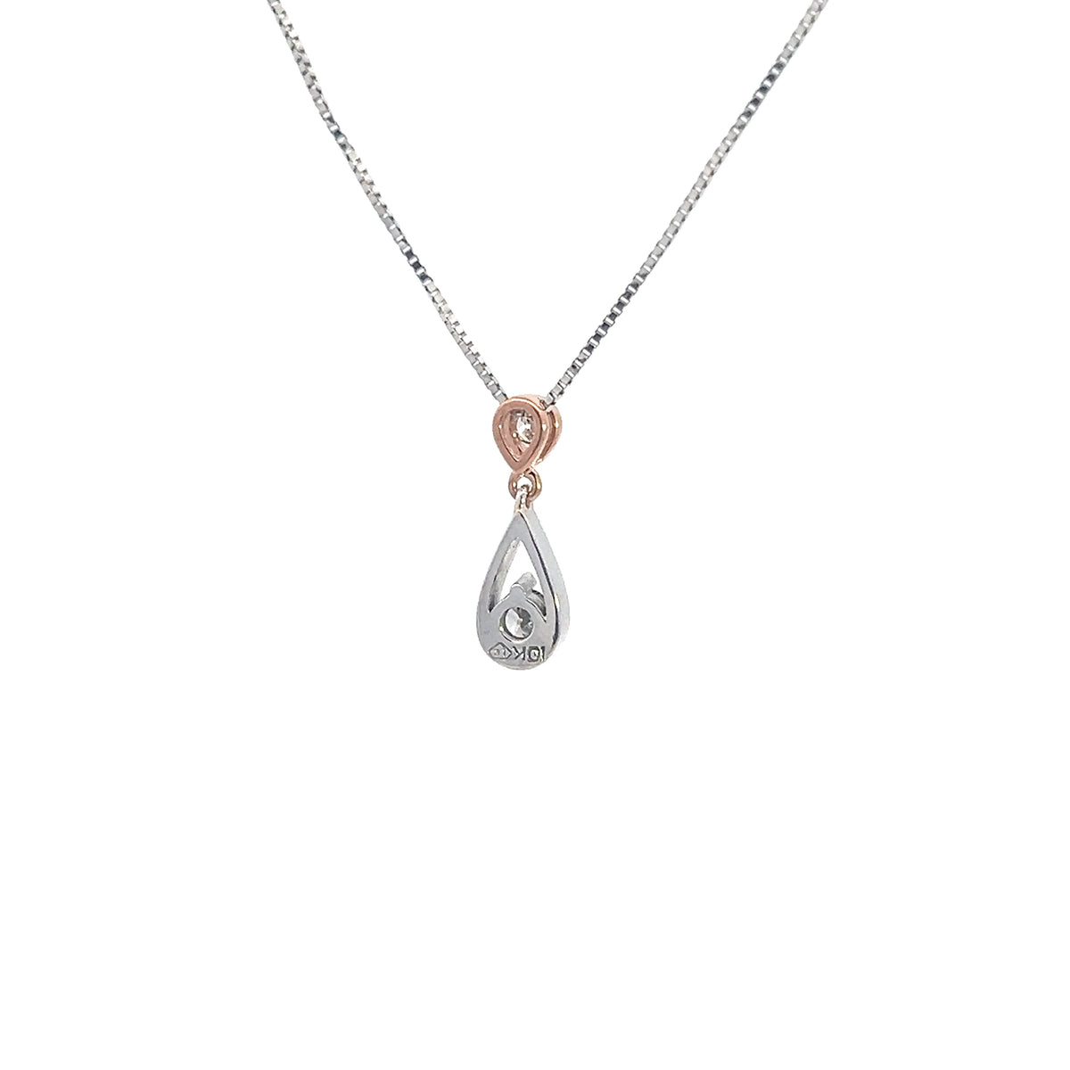 10K White and Rose Gold 0.13cttw Diamond Necklace