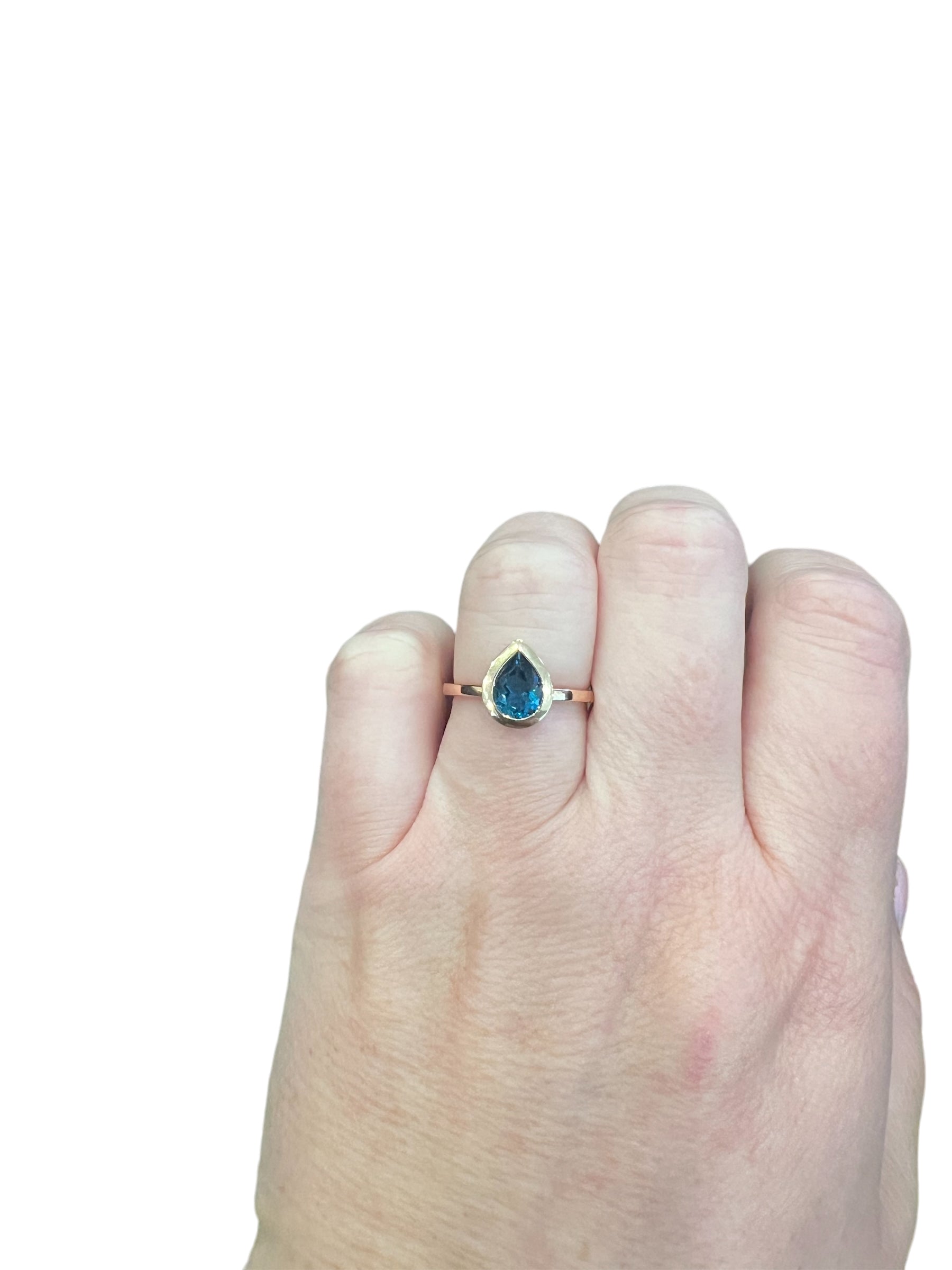 14K Rose Gold 0.91cttw Blue Topaz and 0.09cttw Diamond Ring - Size 6