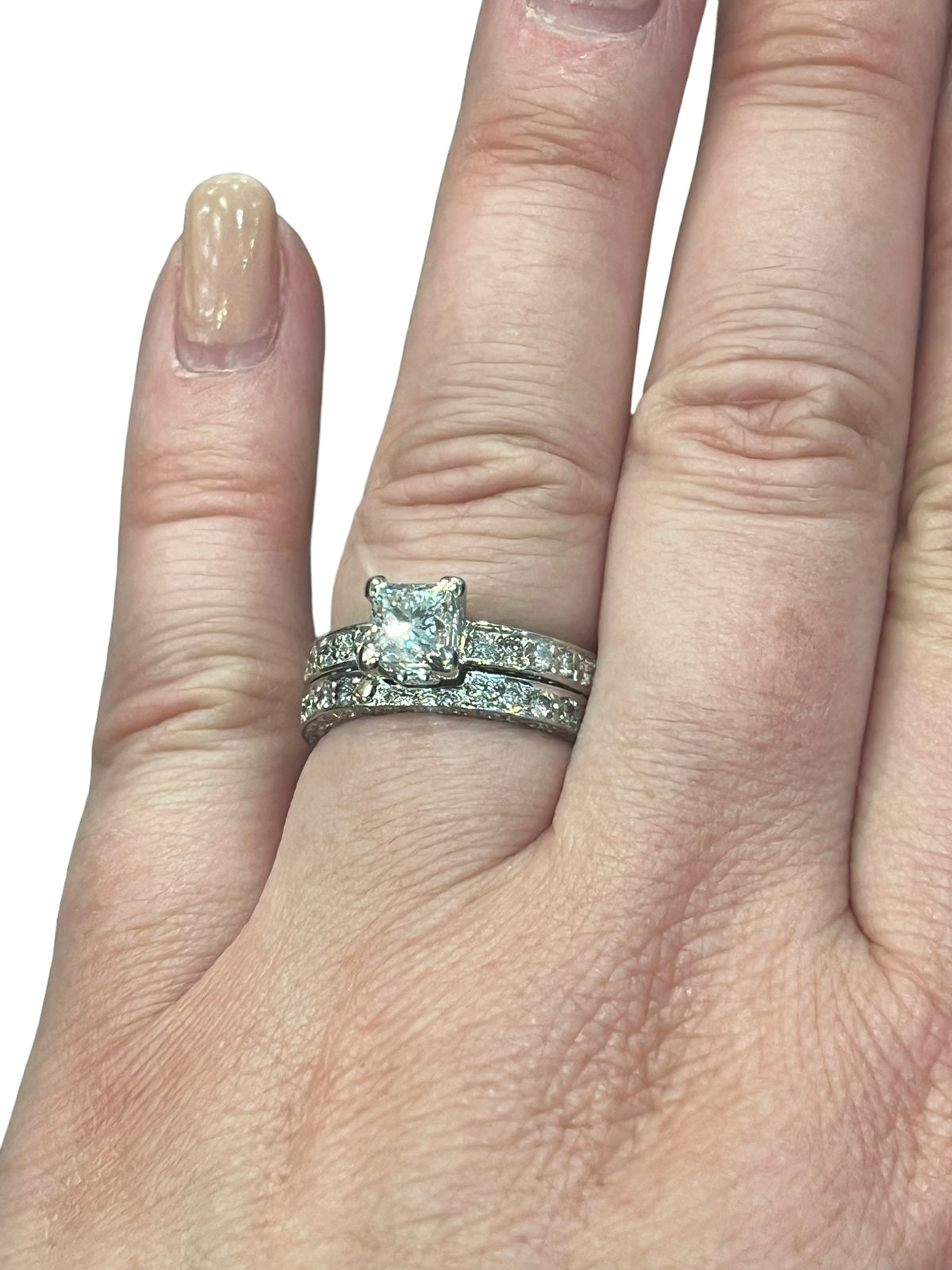 Previously Loved - 2.24cttw Princess Cut Diamond Engagement Ring Set