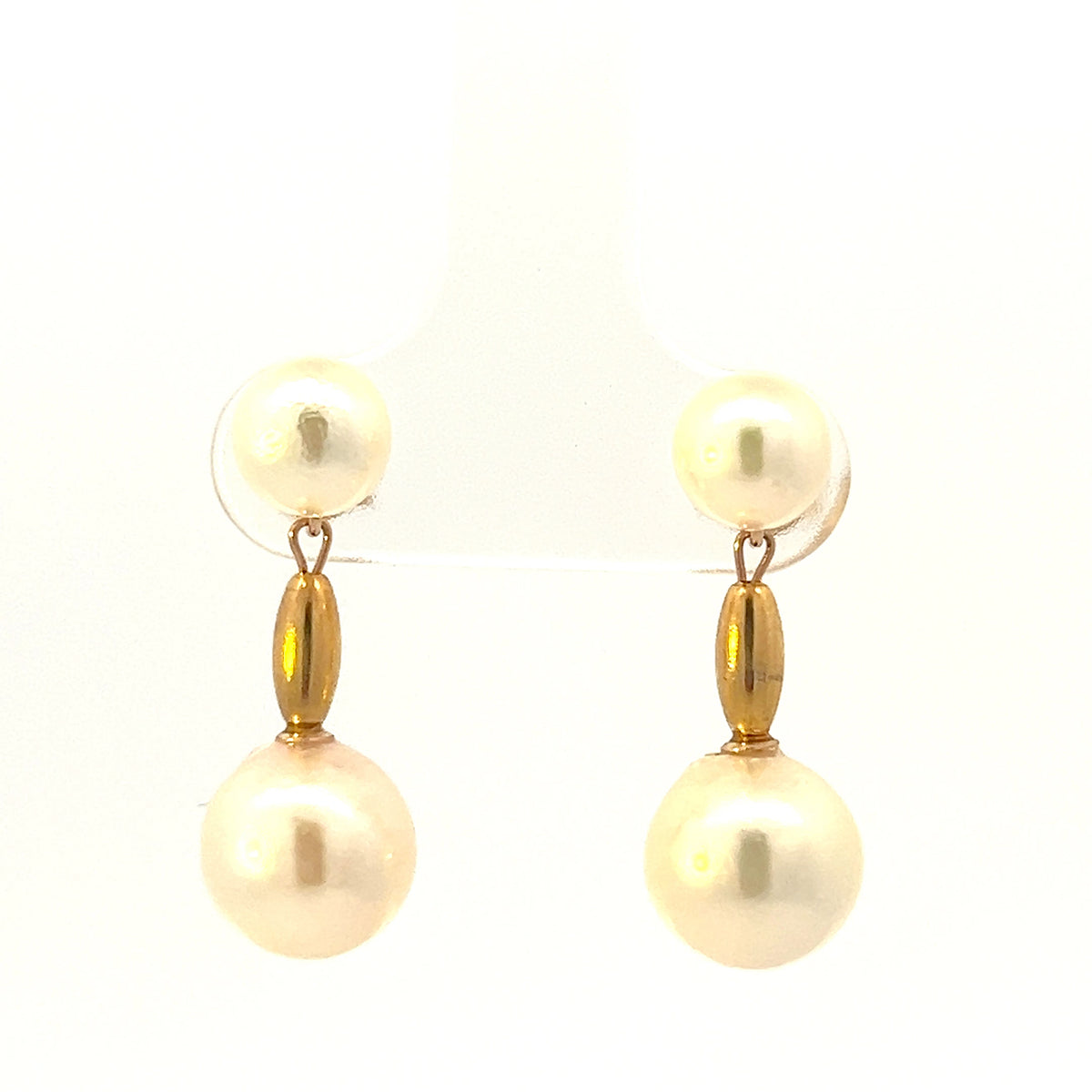 14K Yellow Gold Cultured Pearl Drop / Dangle Earrings with Butterfly Backs