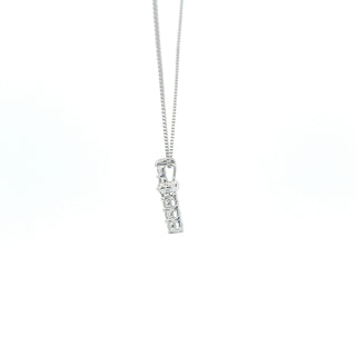 10K White Gold 0.15 cttw Diamond Cross Pendant, 18"