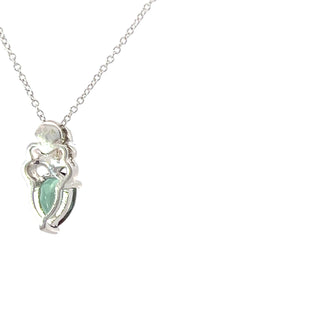 10K White Gold 7x5mm Pear Cut Created Alexandrite and 0.018cttw Diamond Necklace - 18 Inches