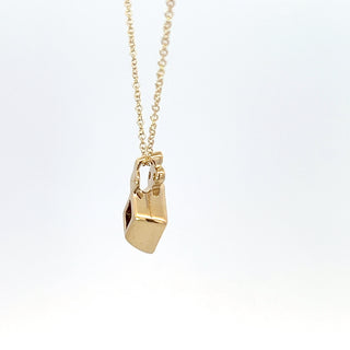 10K Yellow Gold Created Alexandrite and Diamond Necklace - 18 Inches