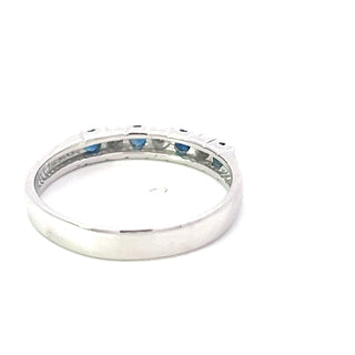 10K White Gold 0.02cttw Diamond with Sapphire Ring - Size 6.5