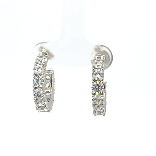 Pendientes de medio aro con circonita cúbica de 3,5 mm de plata de ley 925 - 18 mm