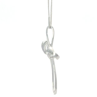 10K White Gold 0.06 cttw Diamond Cross Pendant, 18"