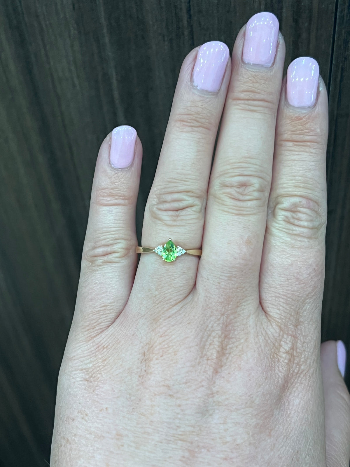 10K Yellow Gold Peridot and Diamond Ring