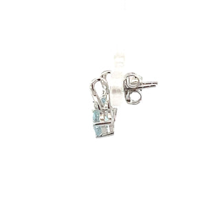 Pendientes de oro blanco de 10 quilates con diamantes y aguamarina