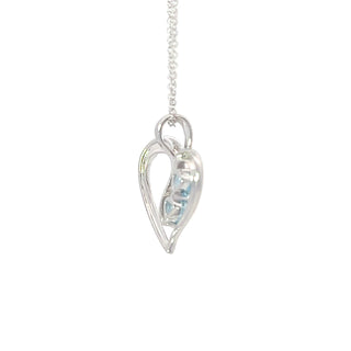 Collar de oro blanco de 10 quilates con topacio azul suizo y corazón de diamantes - 18 pulgadas