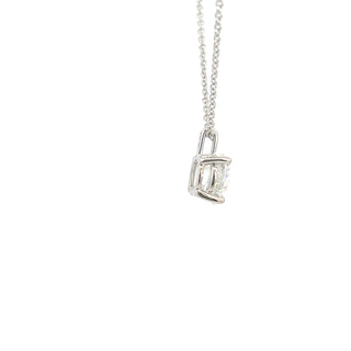 14K White Gold 1.50cttw Lab Grown Diamond Solitaire Necklace with Rolo Chain (Lobster Clasp) - Adjustable 16 - 18 Inches