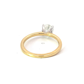 Anillo de compromiso de diamantes canadienses de talla brillante redonda de 1,01 quilates en oro amarillo de 14 quilates