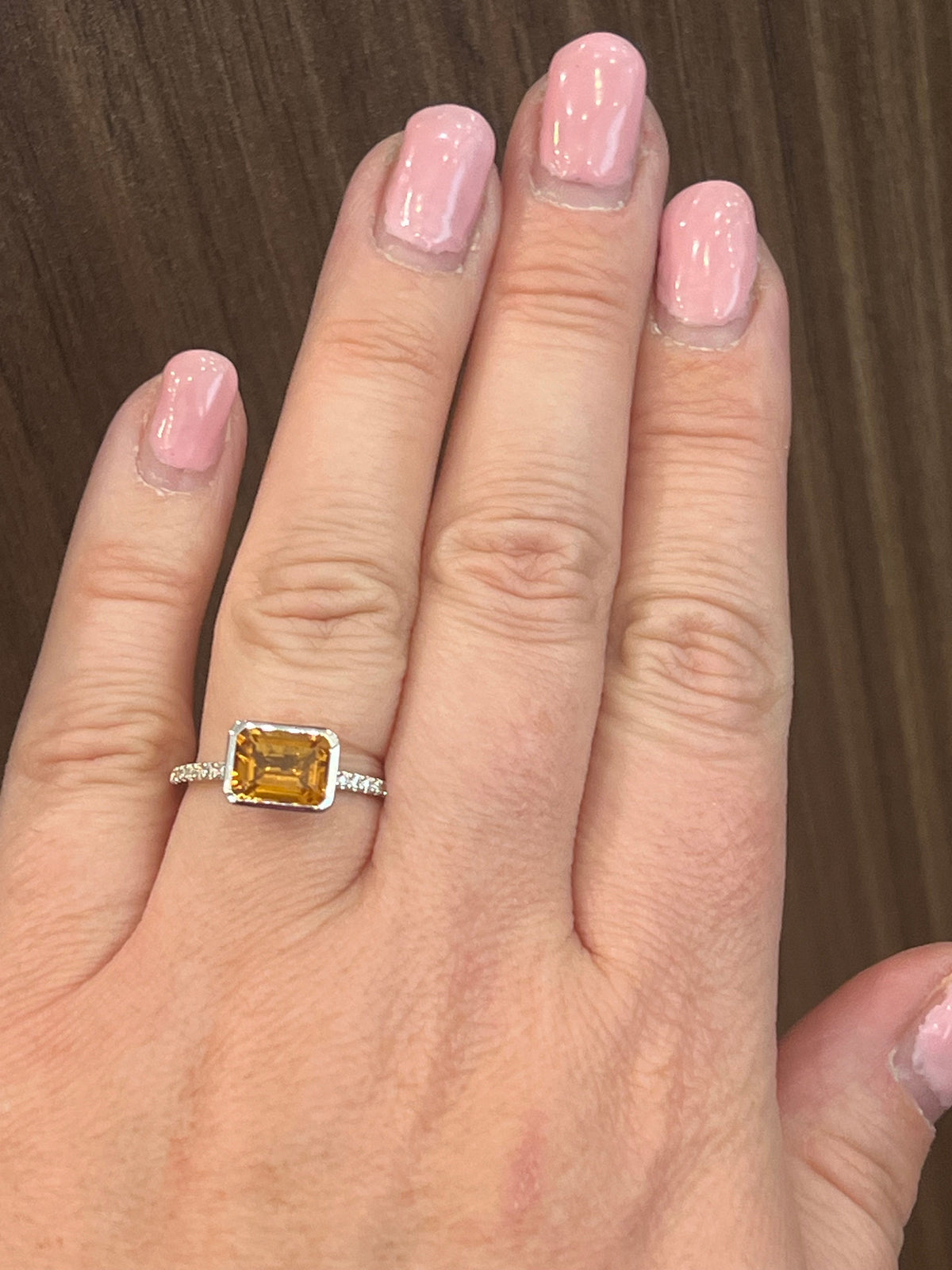 TRACKING - 14K 1.28cttw Citrine and 0.14cttw Diamond Ring - Size 7