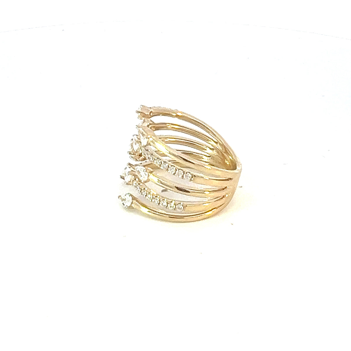 Anillo de diamantes en oro amarillo de 14 quilates - talla 6,5