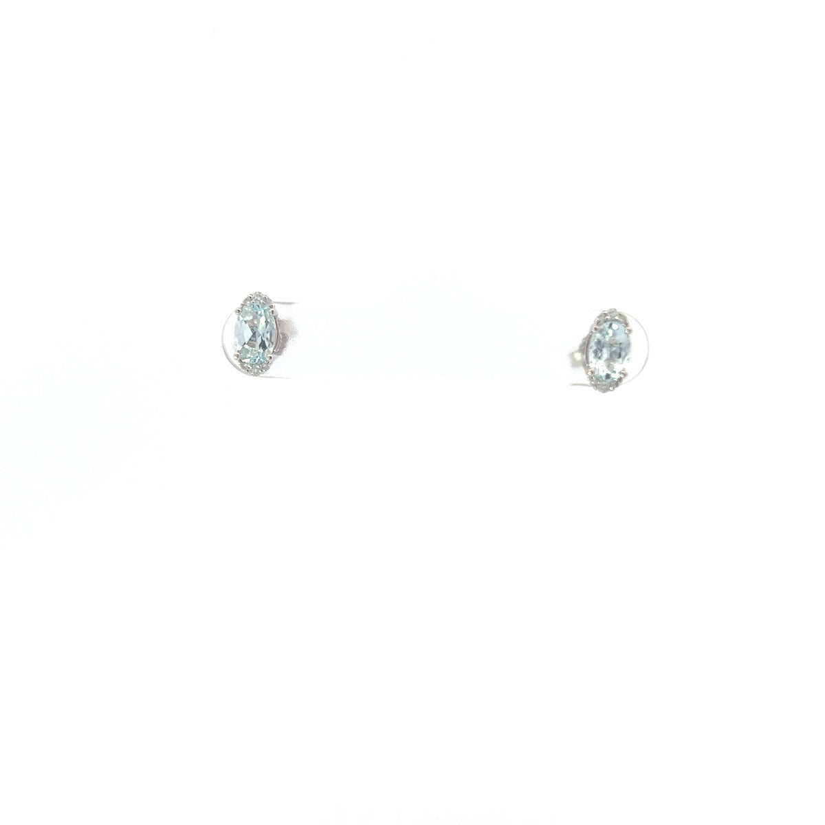 10K White Gold 0.80cttw Aquamarine and 0.05cttw Diamond Earrings with Butterfly Backs