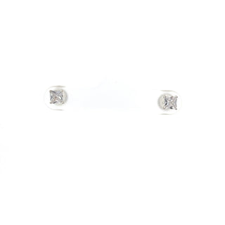 14K White Gold Princess Cut Cubic Zirconia Earrings - 6mm