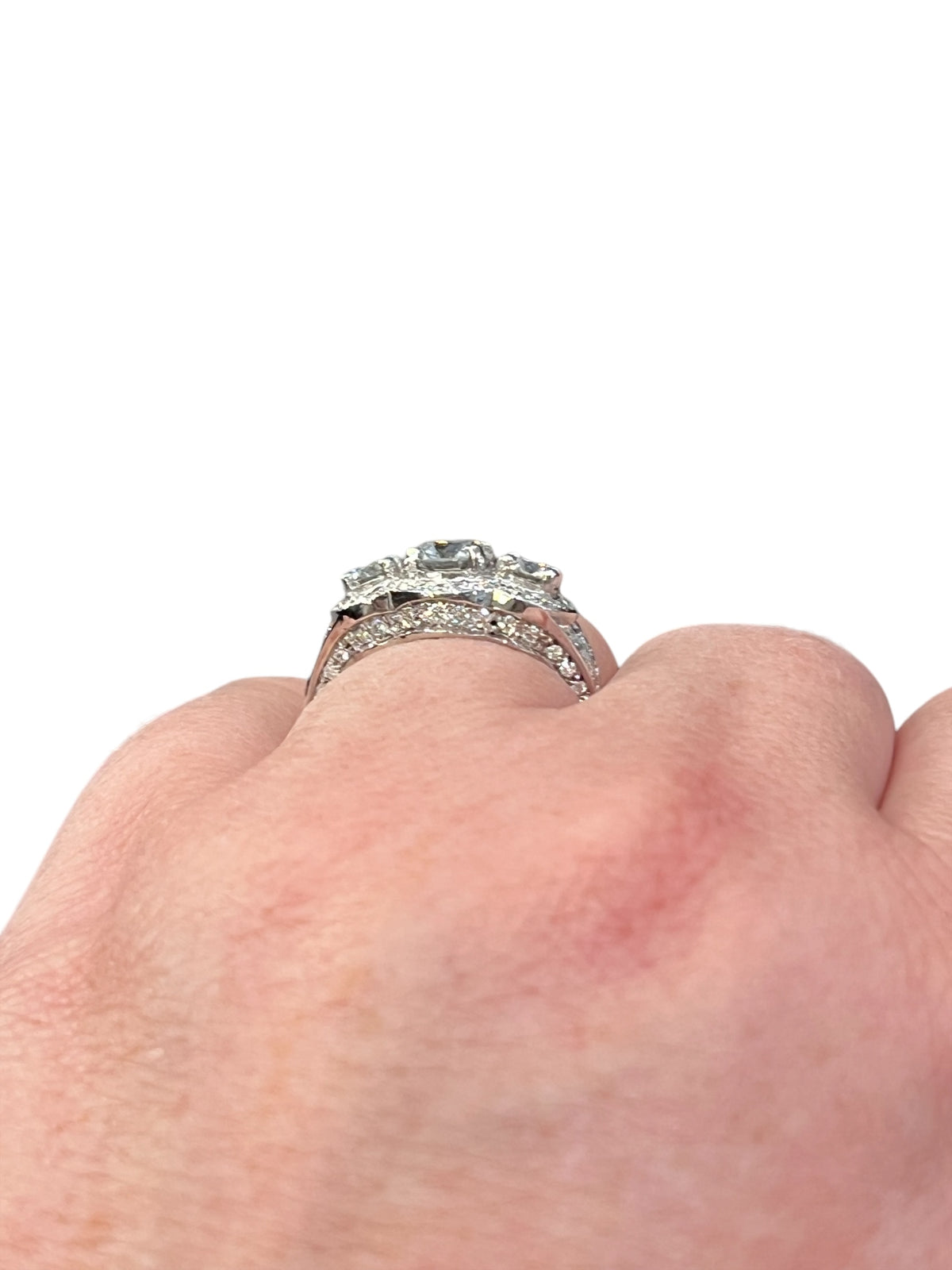 Anillo de compromiso con halo de diamantes de 2,52 quilates en oro blanco de 14 quilates, talla 6,5