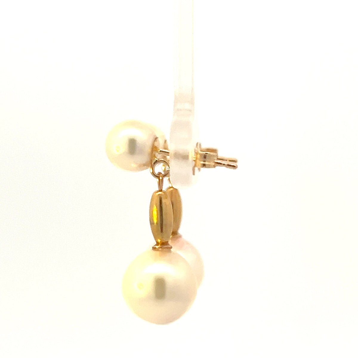 14K Yellow Gold Cultured Pearl Drop / Dangle Earrings with Butterfly Backs