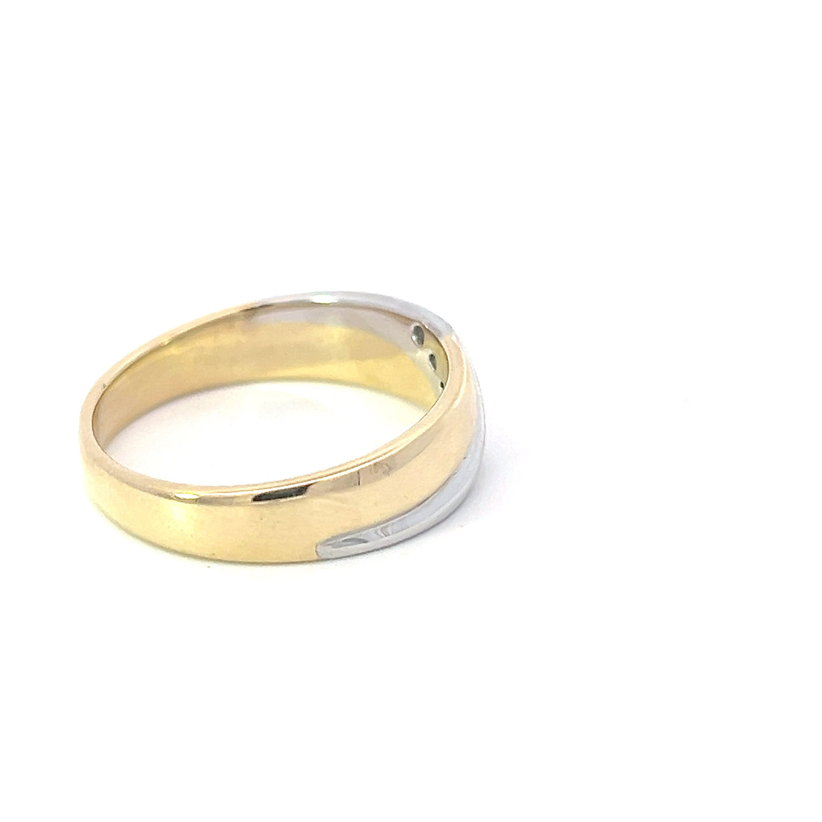 Anillo para hombre con diamantes de 0,05 quilates en oro blanco y amarillo de 10 quilates, talla 10