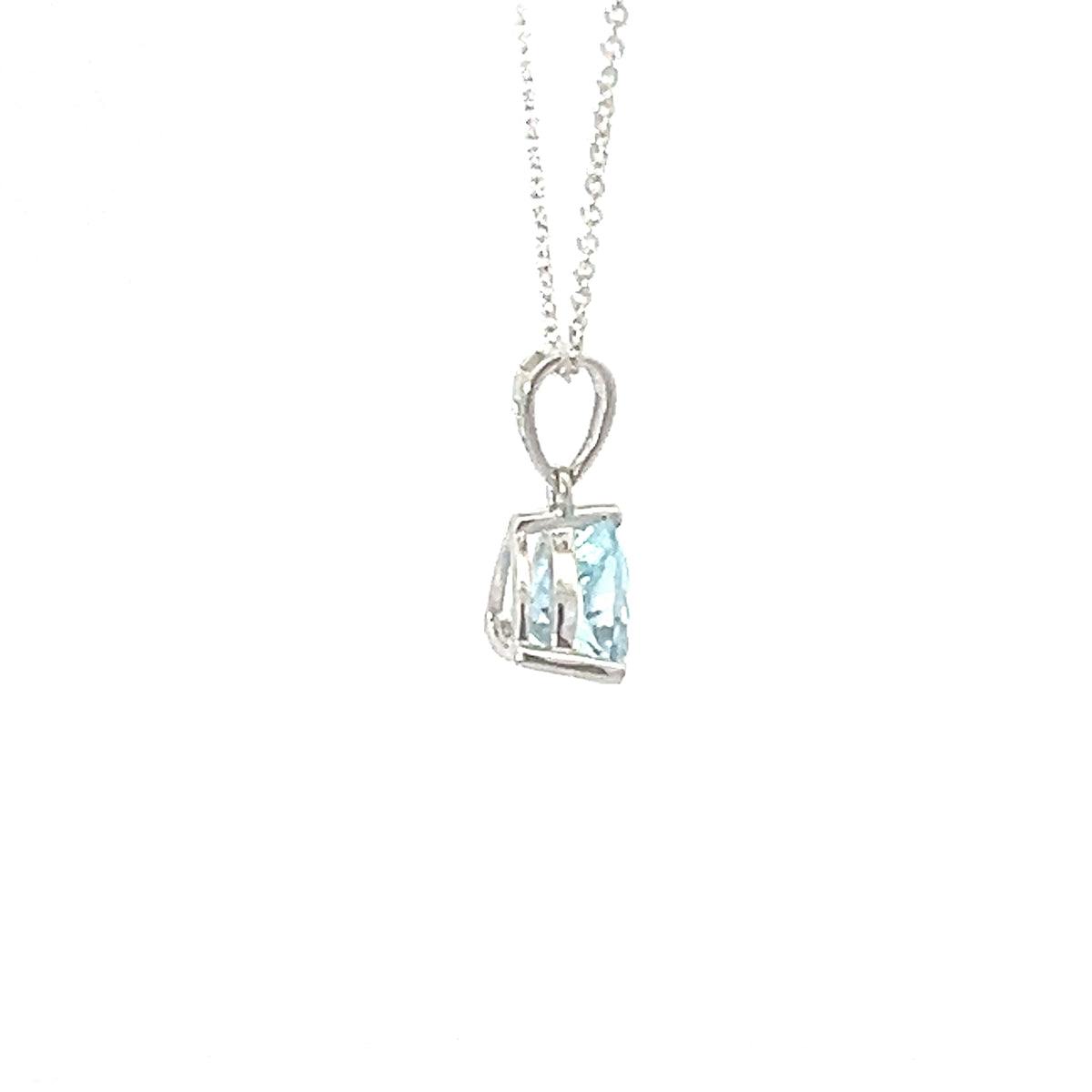 10K White Gold Blue Topaz Necklace - 18 Inches