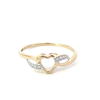 10K Yellow Gold 0.03cttw Diamond Heart Ring, size 6.5