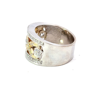 Anillo de diamantes canadienses de 0,72 quilates en oro blanco y amarillo de 14 quilates - talla 6,5