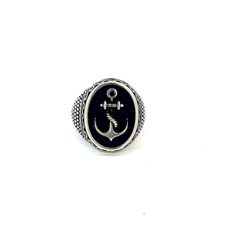 Argent Silver and Onyx Nautical Style Ring