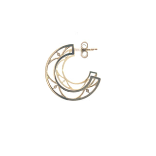 Aretes de eternidad dobles con diamantes de 0,10 quilates en oro blanco y amarillo de 10 quilates