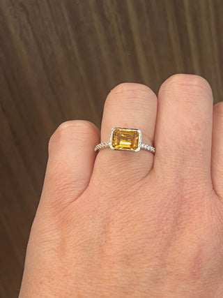 SEGUIMIENTO - Anillo de citrino de 14 quilates de 1,28 quilates y diamante de 0,14 quilates - Talla 7