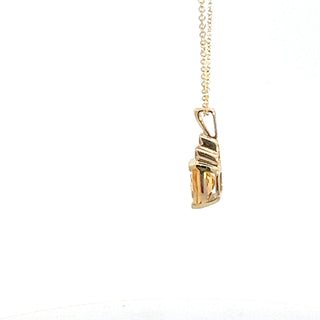 Colgante de oro amarillo de 10 quilates con diamantes y citrino de 0,015 quilates, 18"