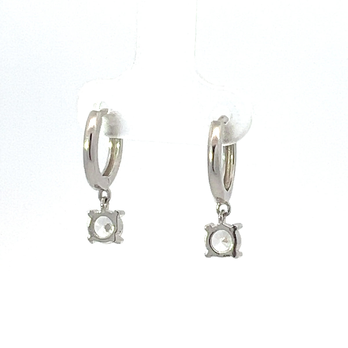 925 Sterling Silver Huggies with Dangling Cubic Zirconia