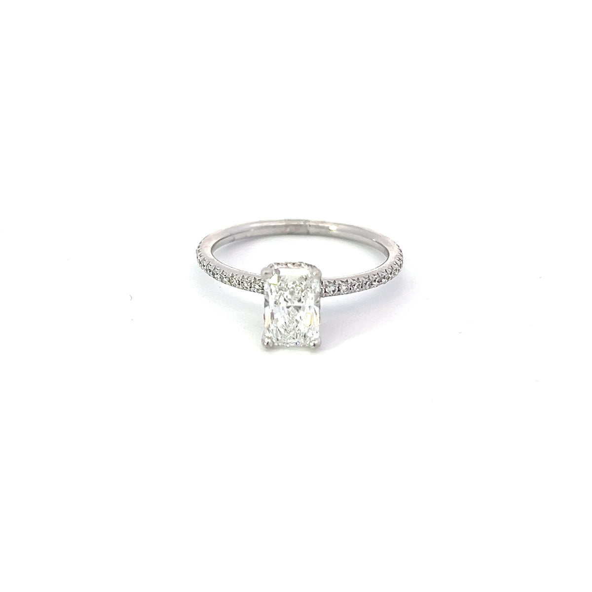 18K White Gold 1.28cttw Radiant Lab Grown Diamond Engagement Ring