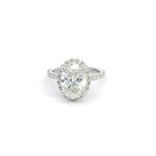 14K White Gold 3.54cttw Lab Grown Oval Cut Diamond Ring