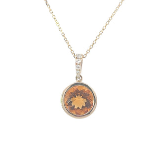 Colgante de oro amarillo de 14 quilates con citrino de 2,28 quilates y diamante de 0,16 quilates, 18"