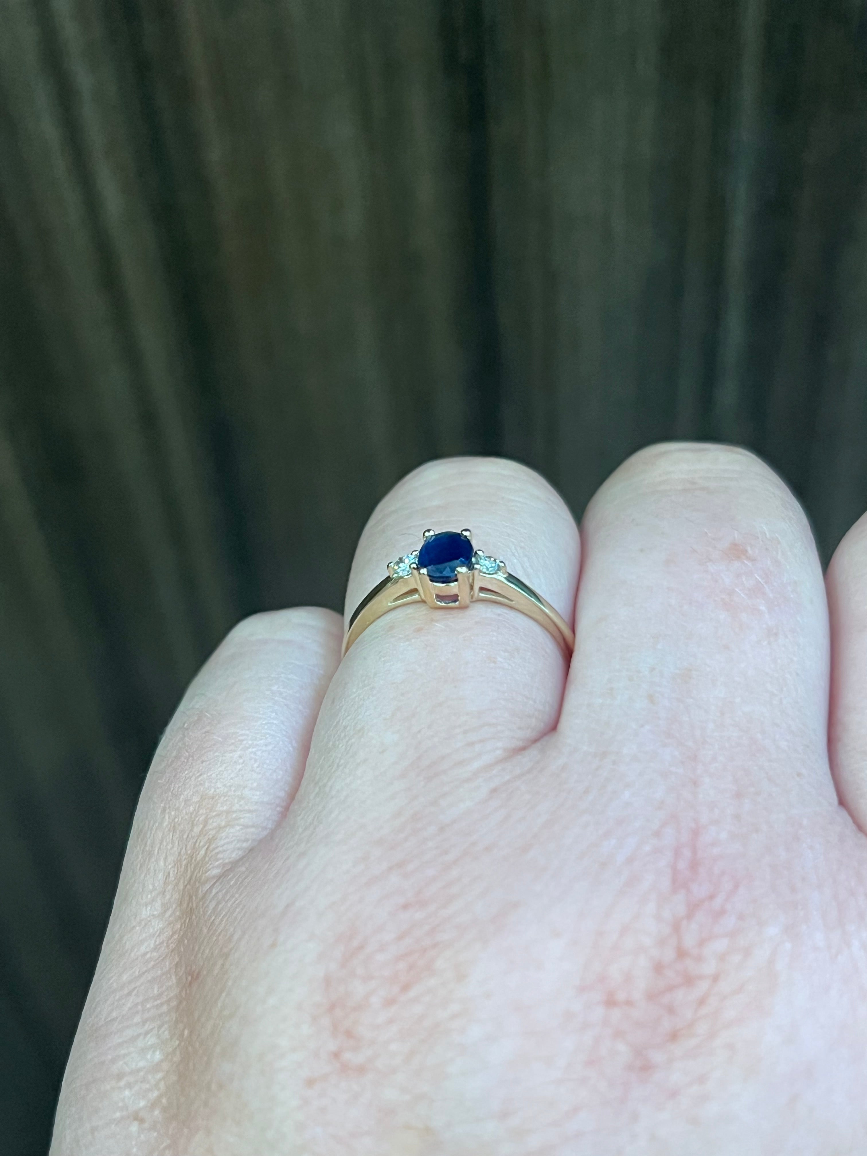 10K Yellow Gold Sapphire & Diamond Ring - 4