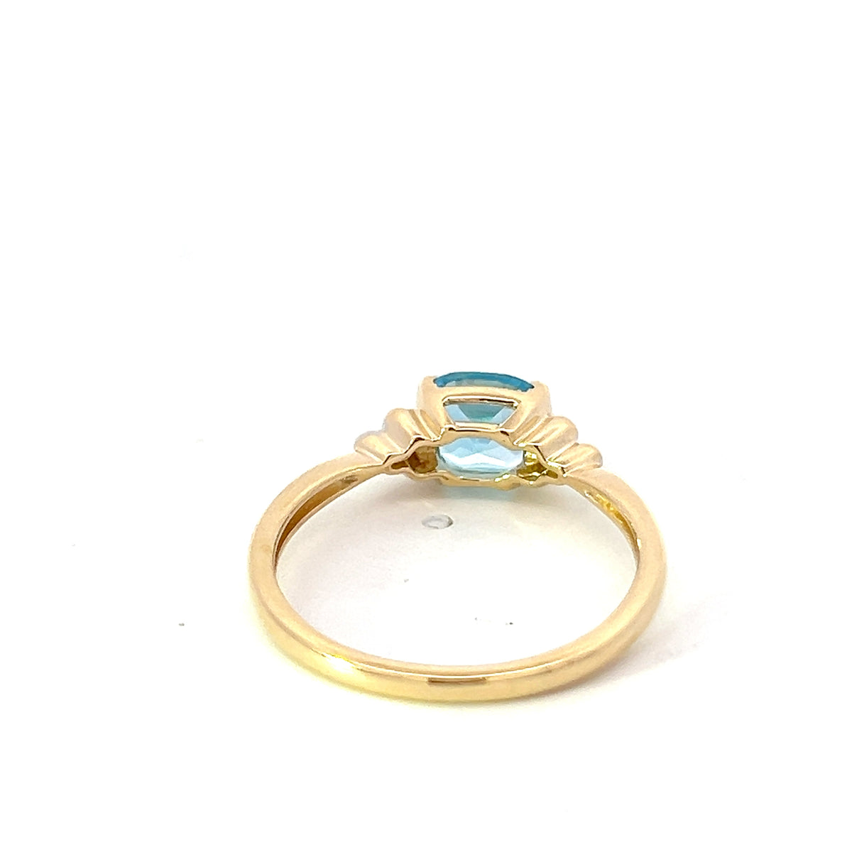 10K Yellow Gold 1.15cttw Swiss Blue Topaz and 0.03cttw Diamond Ring